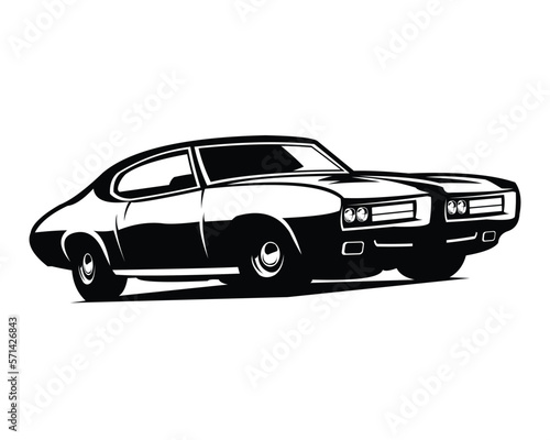 Pontiac gto judge car logo. premium car design vector. isolated white background with sunset view. Best for badge  emblem  icon  sticker design. car industry.