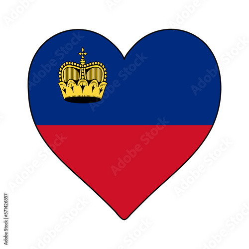 Liechtenstein Heart Shape Flag. Love Liechtenstein. Visit Liechtenstein. Western Europe. Europe. European Union. Vector Illustration Graphic Design.