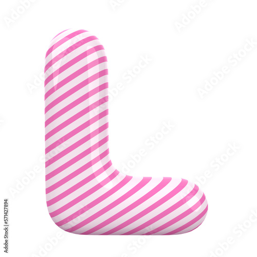 Letter L Stripes Balloon Alphabet Pink With Generative AI