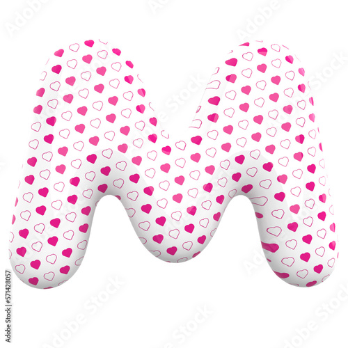 Letter M Love Balloon Alphabet Pink With Generative AI
