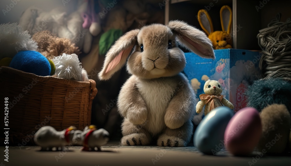 Colorful beautiful Easter dream with super cuddly Easter bunny