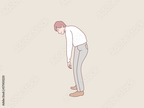 Employee business man tired looking depressed from work simple korean style illustration