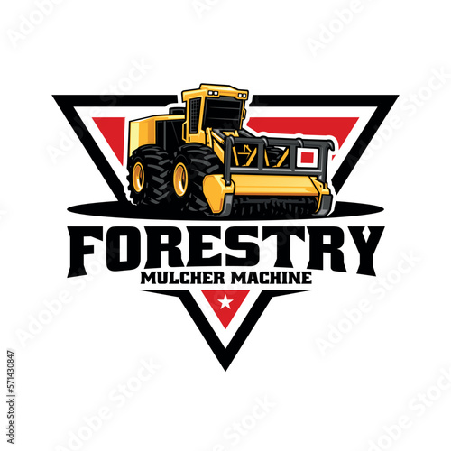 forestry mulcher machine illustration logo vector
