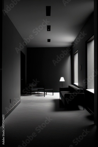 black living room with luxurious furniture  Generative AI