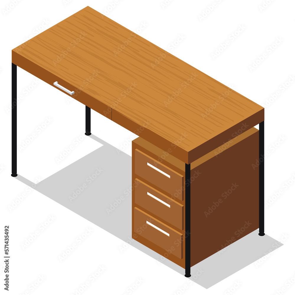 Isometric office table isolated Isometric office table isolated