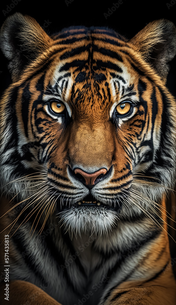 Portrait of a stunning tiger. Generative AI Portrait of a stunning tiger. Generative AI