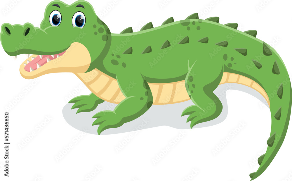 Fototapeta premium Cartoon cute crocodile isolated on white background