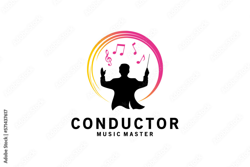 Orchestra conductor man silhouette logo design, choir conductor vector symbol Orchestra conductor man silhouette logo design, choir conductor vector symbol