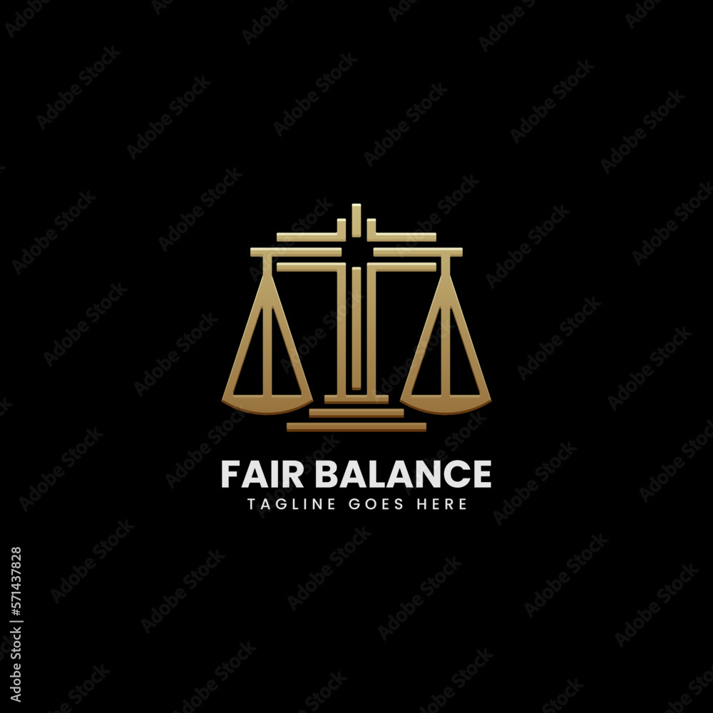 Vector Logo Illustration Fair Balance Line Art Style.