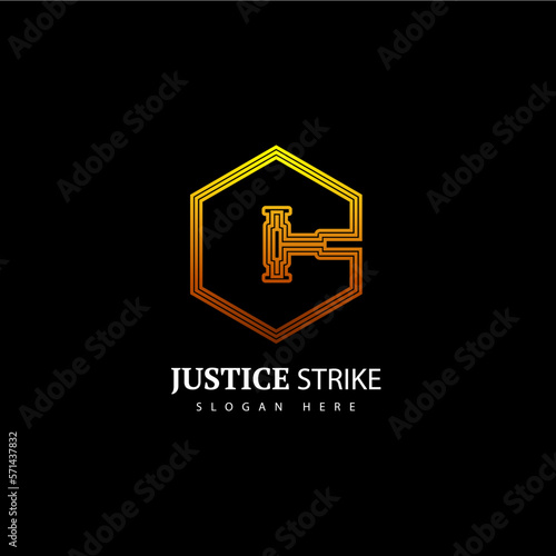 Vector Logo Illustration Justice Strike Gradient Colorful Style.