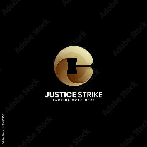 Vector Logo Illustration Justice Strike Gradient Colorful Style.
