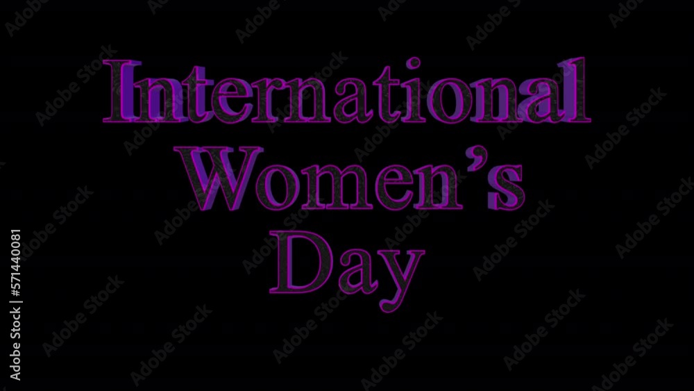 Happy women's day 3D purple moving text animation with alpha channel for transparent background. For social media purposes Happy women's day 3D purple moving text animation with alpha channel for transparent background. For social media purposes