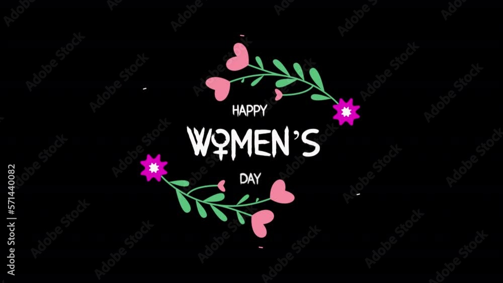 Happy women's day floral animation with alpha channel for transparent background Happy women's day floral animation with alpha channel for transparent background