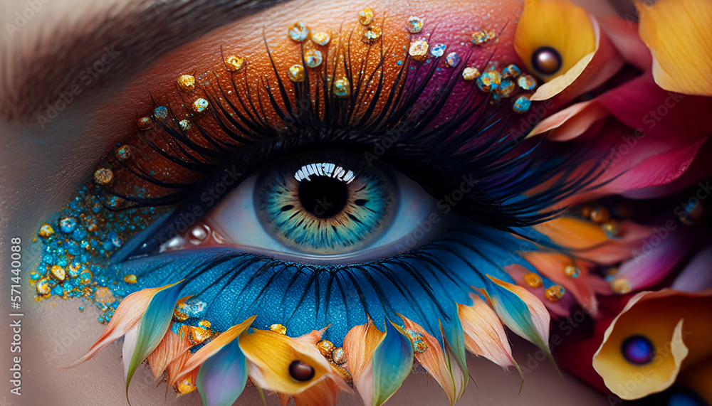 Colorful eye makeup. Generative AI