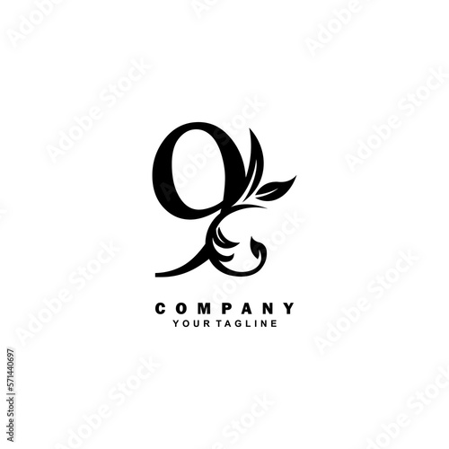 Elegant luxury black 9 number logo vector design with leaf and flower decoration. 9 modern creative initial logo. boutique logo, business, company, wedding, etc