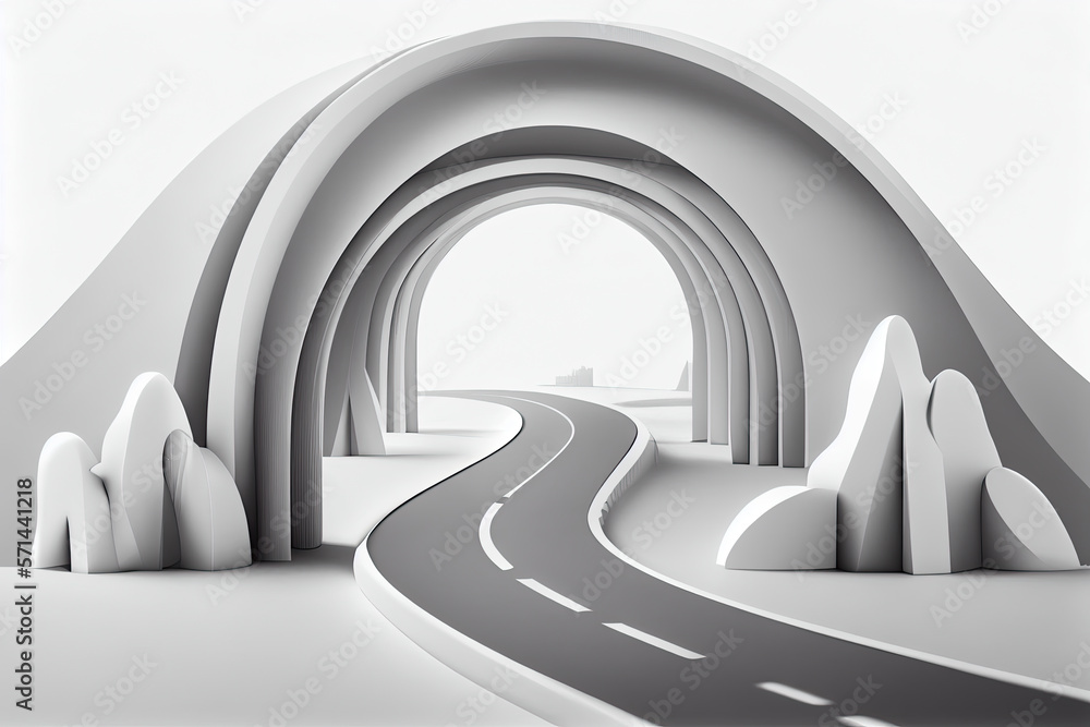 3D rendering of a curved road on white background. 3D rendering of a curved road on white background.