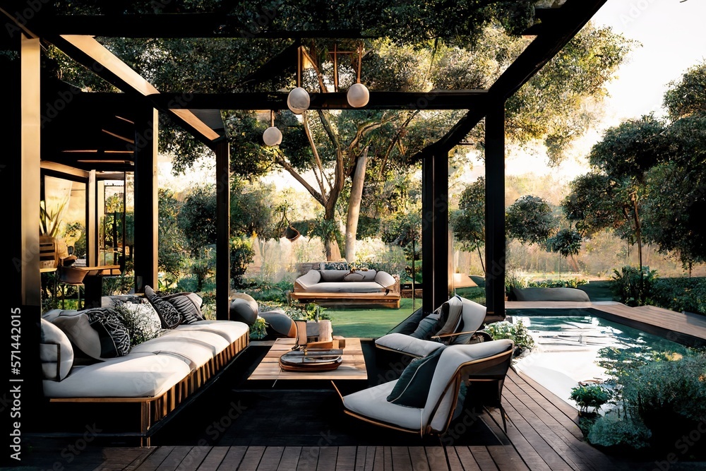 Luxury Living Outdoor Space Interior design of a lavish side outside ...