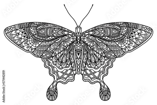 Vintage decorative line mandala butterfly