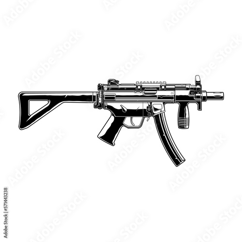 design vector gun Heckler & Koch MP5 black anda white volor