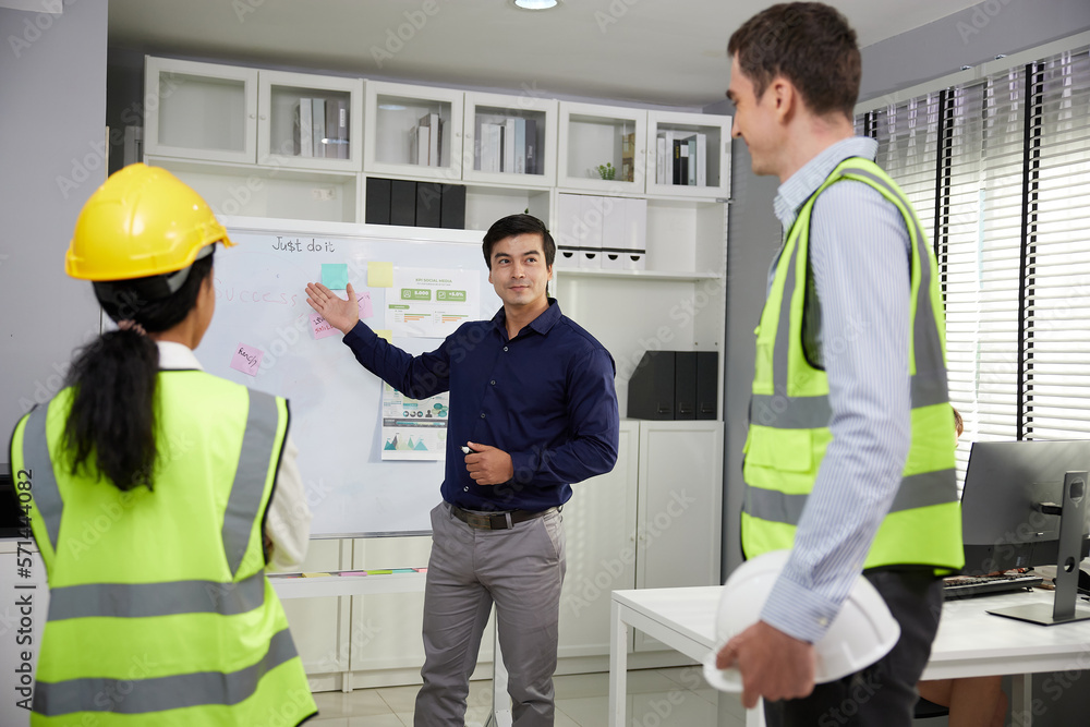 businessman meeting and talking about work or project with engineer in the office businessman meeting and talking about work or project with engineer in the office