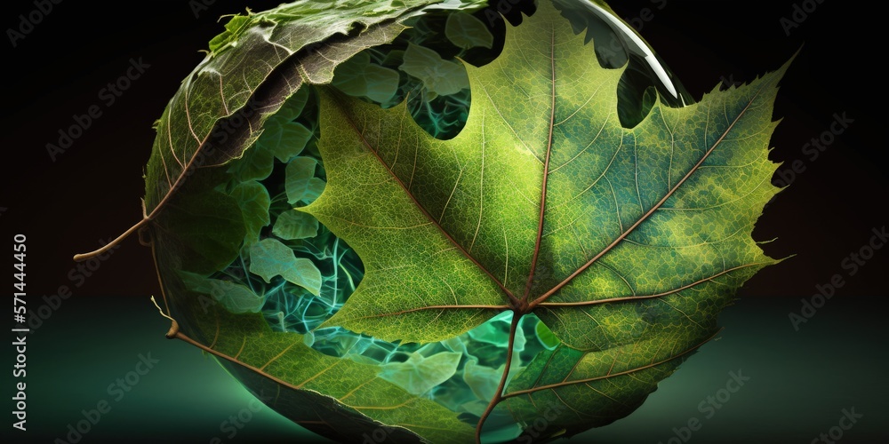 Φωτογραφία The concept of environmental conservation is the world on green leaves and nature supports our globe