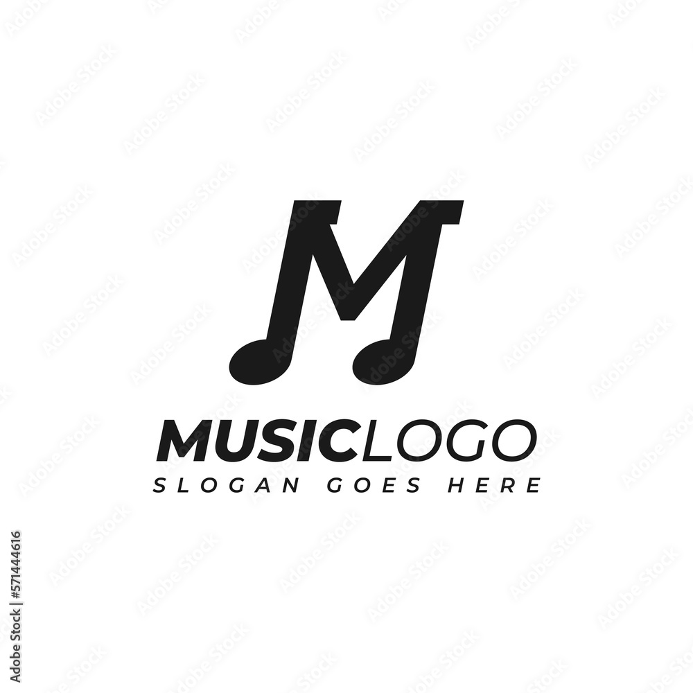 Initial Letter M with Tone Note Music Musical Melody logo design vector Initial Letter M with Tone Note Music Musical Melody logo design vector