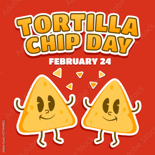 Tortilla Chip Day Cartoon Illustration Square Background