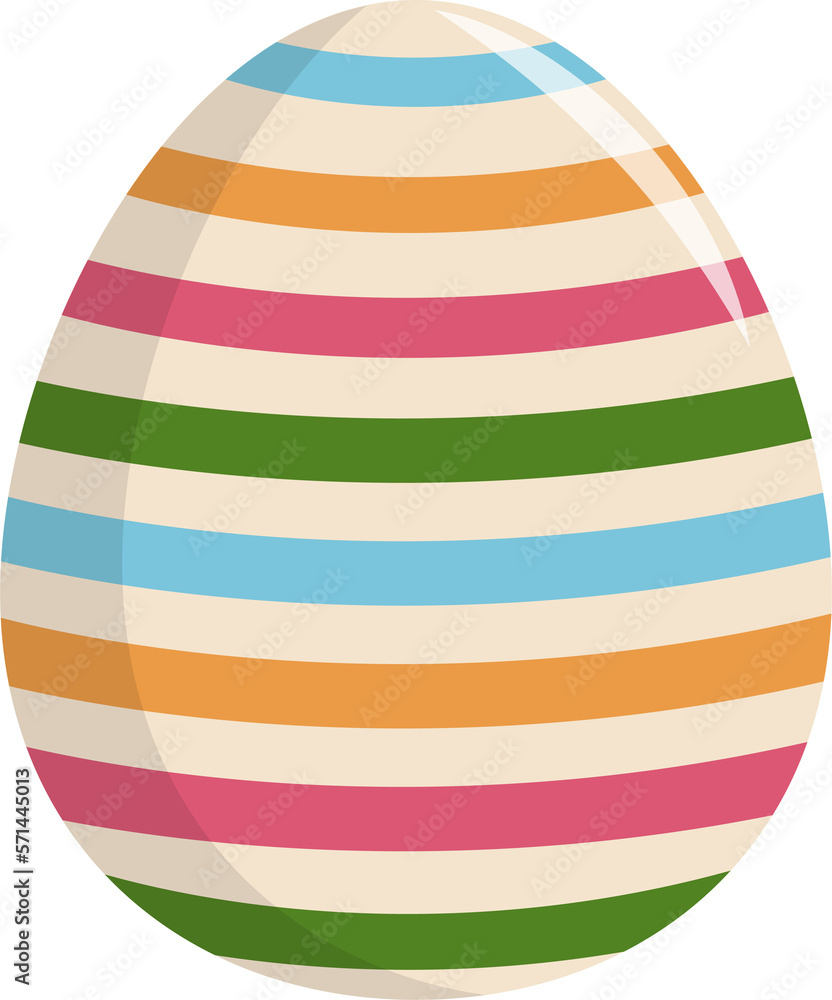 Cream and Colorful Line Drawing on Easter Egg PNG
