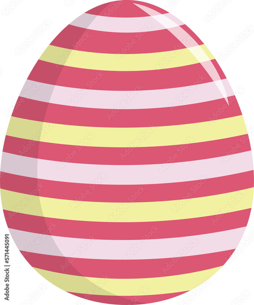 Pink and Yellow Line Drawing on Easter Egg PNG