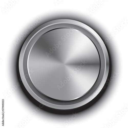 metal button for turn up down audio volume or level isolated on white