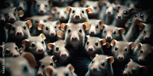 A lot of starving rats waiting to be fed up. Generative ai photo