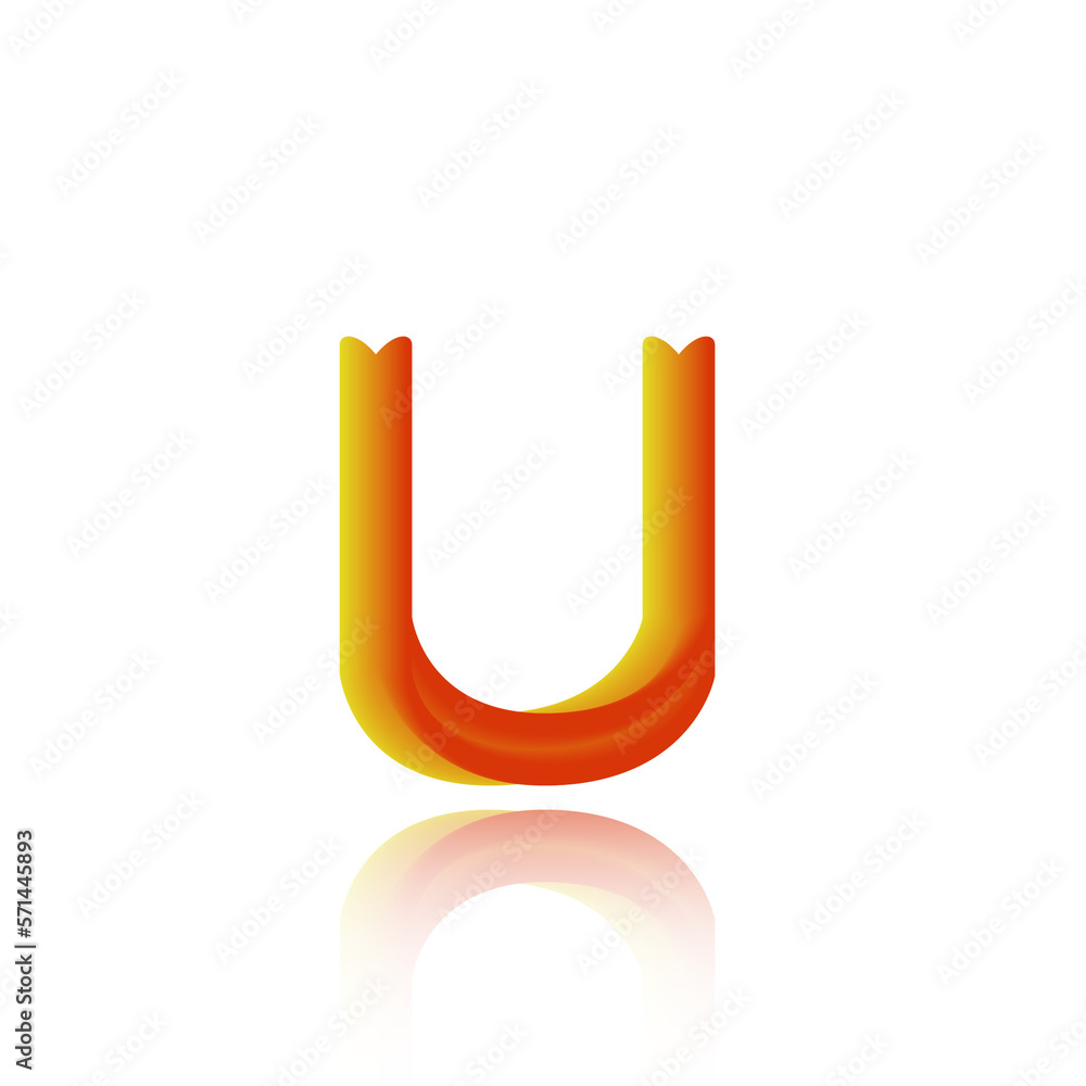 3d illustration blender text alphabet U on a transparent background suitable for design logo symbols