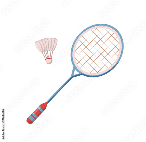 badminton racket with shuttlecock isolated vector illustration