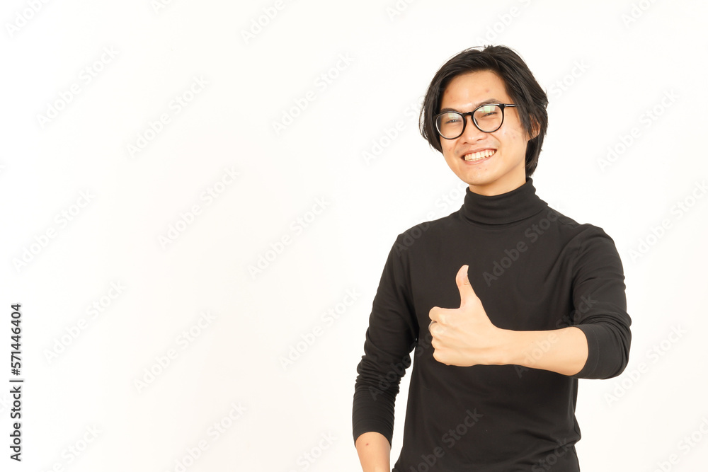 Showing Thumbs Up Of Handsome Asian Man Isolated On White Background Showing Thumbs Up Of Handsome Asian Man Isolated On White Background