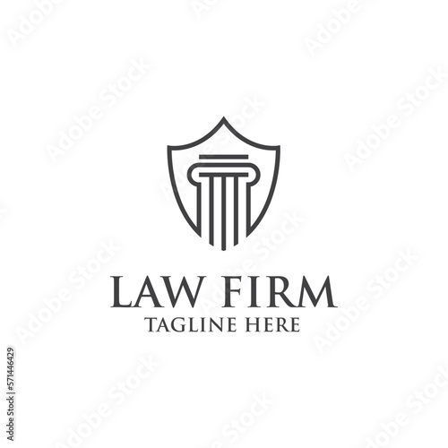 law firm logo design, lawyer logo, justice logo, attorney and law logo, line art style 