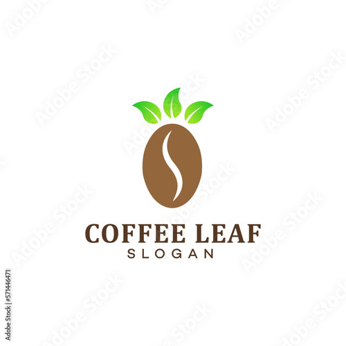 coffee logo with leaves, coffee logo design for coffee shop business, nature coffee logo 