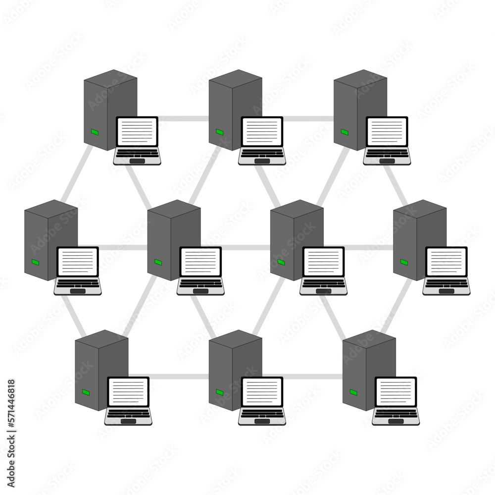 vector illustration of decentralized ledger