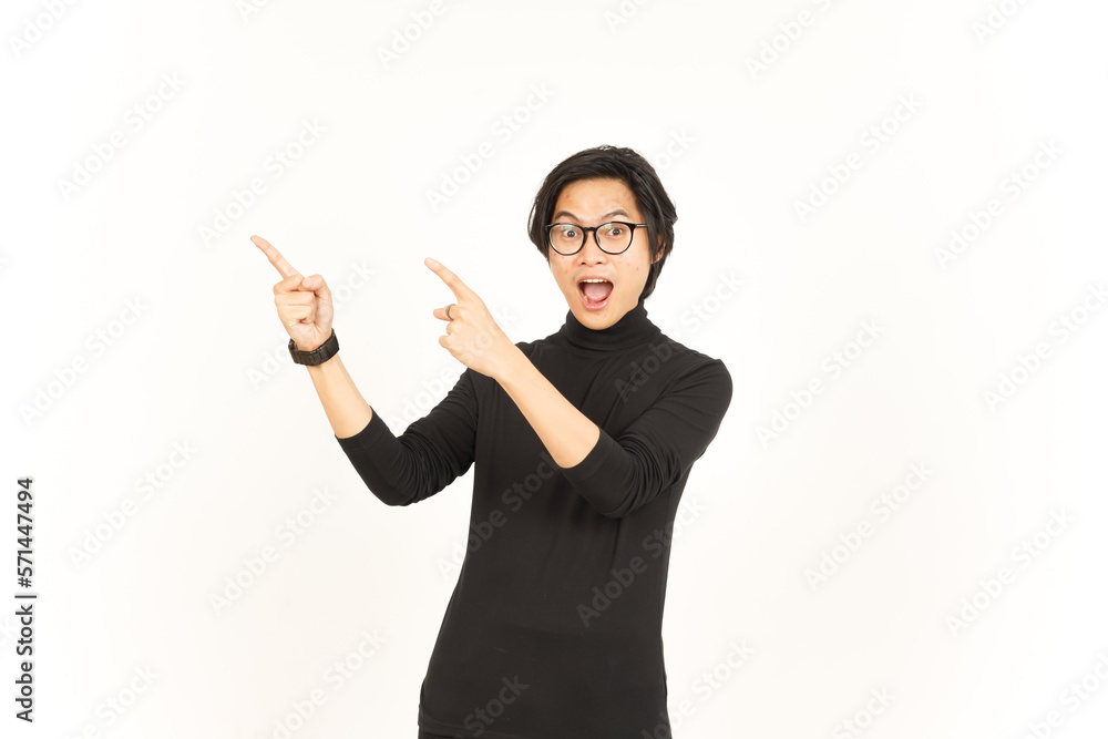 Showing Product and Pointing Side using forefinger with WOW Face Of Handsome Asian Man Showing Product and Pointing Side using forefinger with WOW Face Of Handsome Asian Man