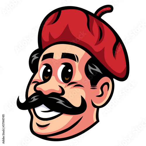 French Artist Painter Cheerful Happy Smile Man Logo Design Art Vector