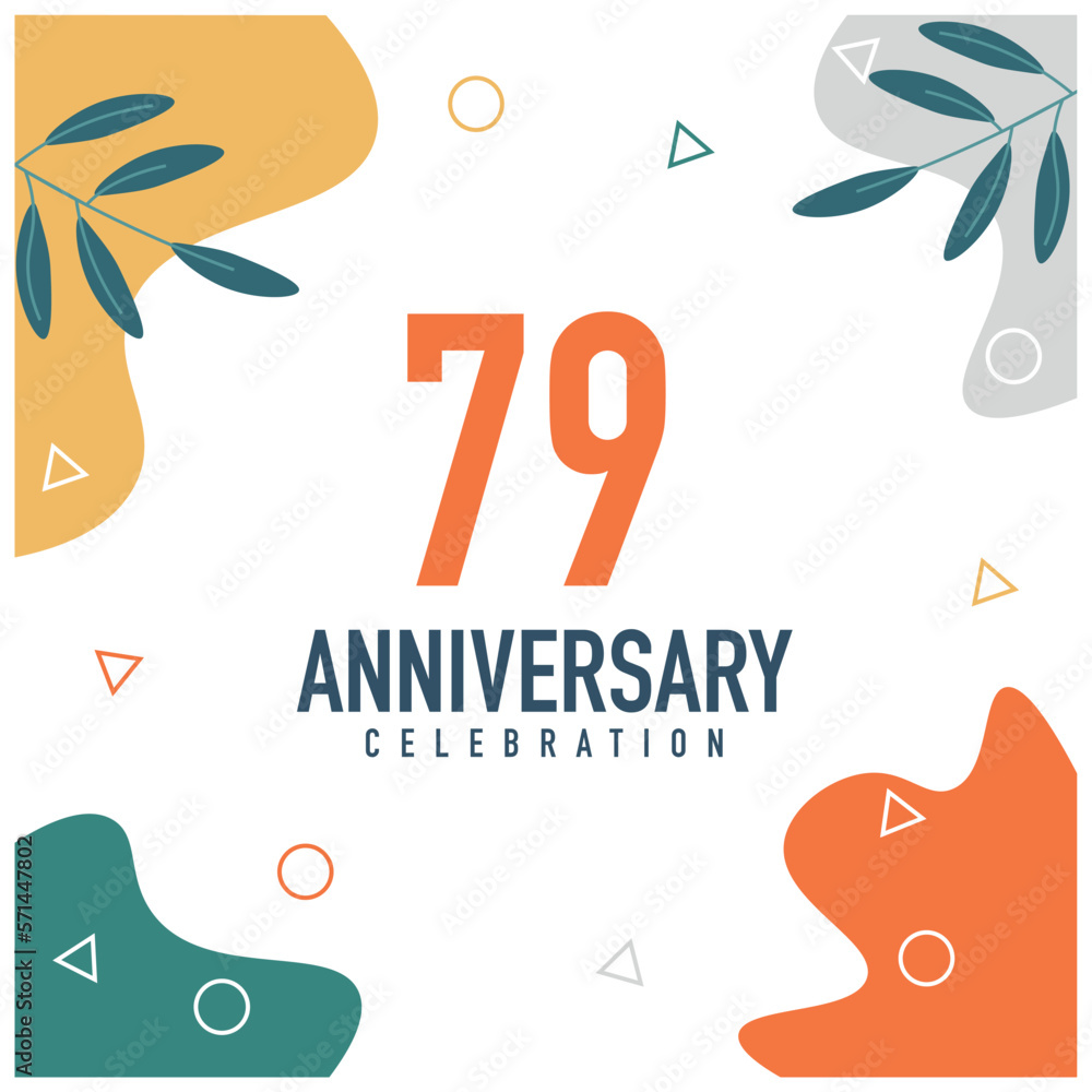 79th anniversary celebration vector colorful design  on white background abstract illustration