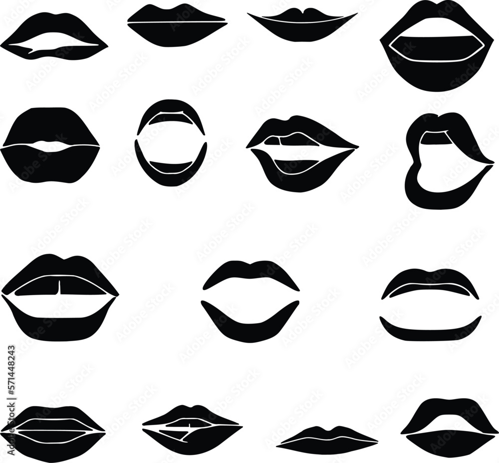 Lip Glyph icon set Lip Glyph icon set