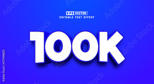 100K followers 3d editable text effect vector template 