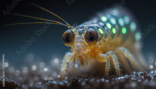 A tiny glassine sculpture of a Thor Amboinensis shrimp. Generative AI © nadunprabodana