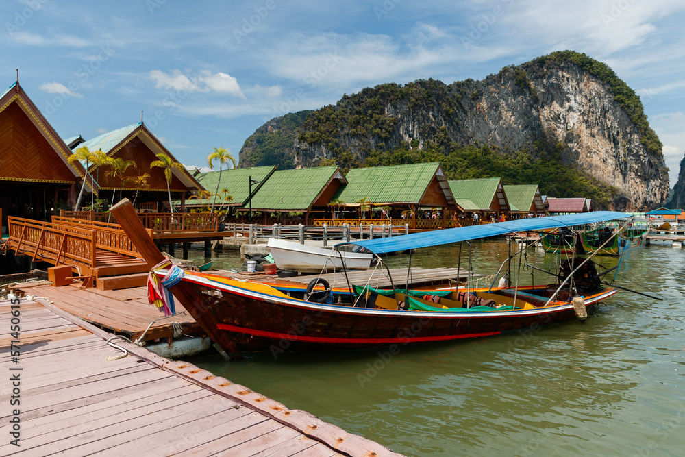 Ko Panyi - muslim fishing village. Koh Panyee settlement built on stilts of Phang Nga Bay, Thailand
