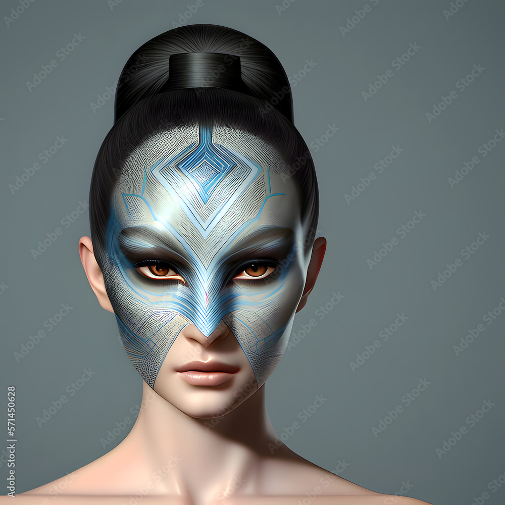 Avatar weiblich. trendy Illustration - created with generative AI technology - obrazy, fototapety, plakaty 