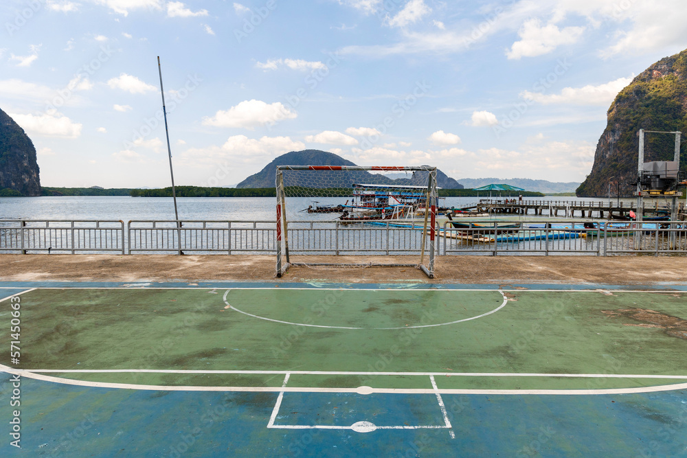 The only one floating football pitch in Thailand at Phang nga bay

