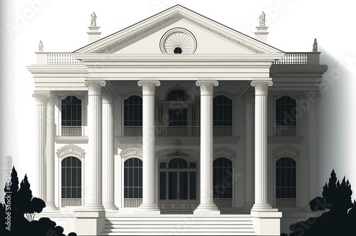 grand historical building made with generative ai  vector style  flat  illustration  cartoon  line