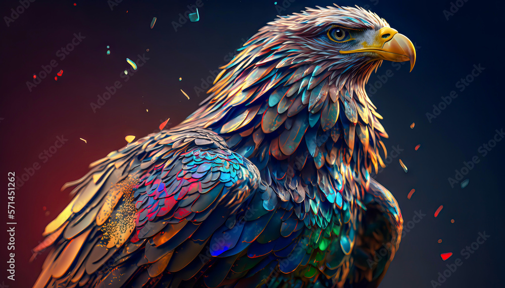 Fototapeta premium Eagle face Colorful, generative AI