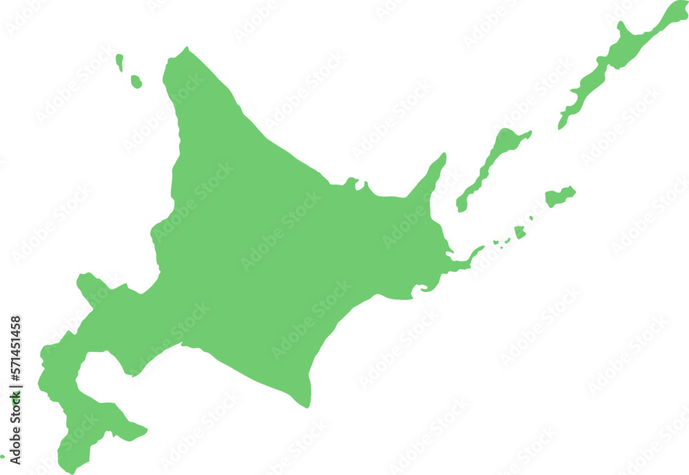 北海道のシルエットイラスト（緑色）