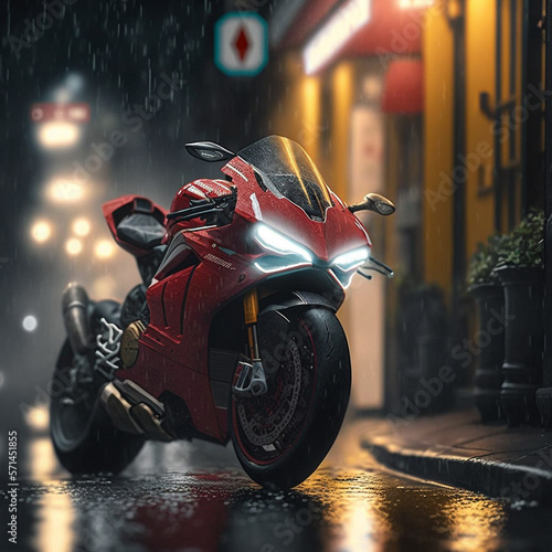 Photorealistic motorcycle concept in the style of Ducati V4 photo